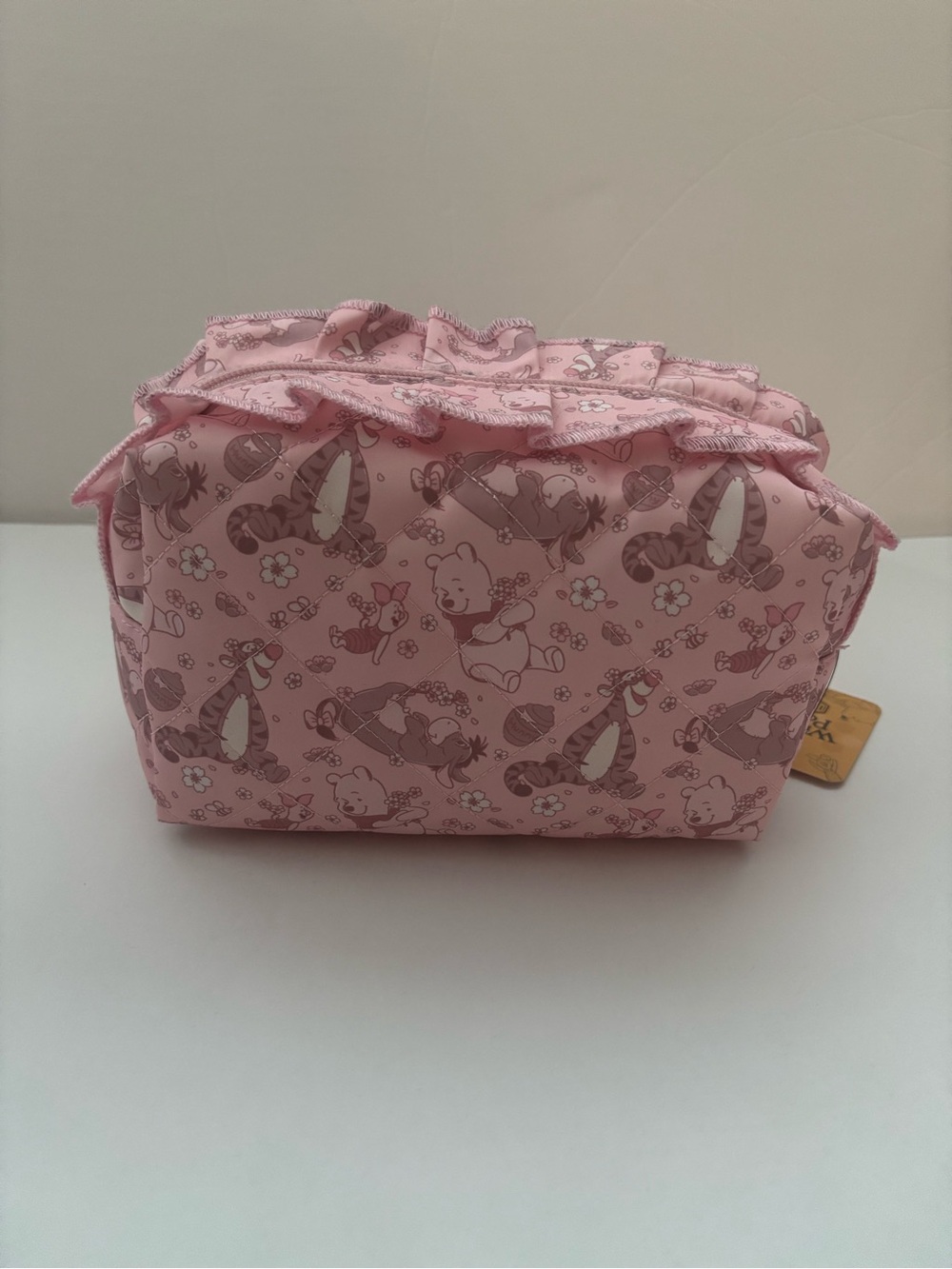 Disney Winnie The Pooh Spring Quilted Ruffle Makeup Bag Zip Closure